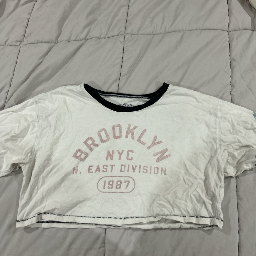 Aeropostale White Crop Boyfriend Tee